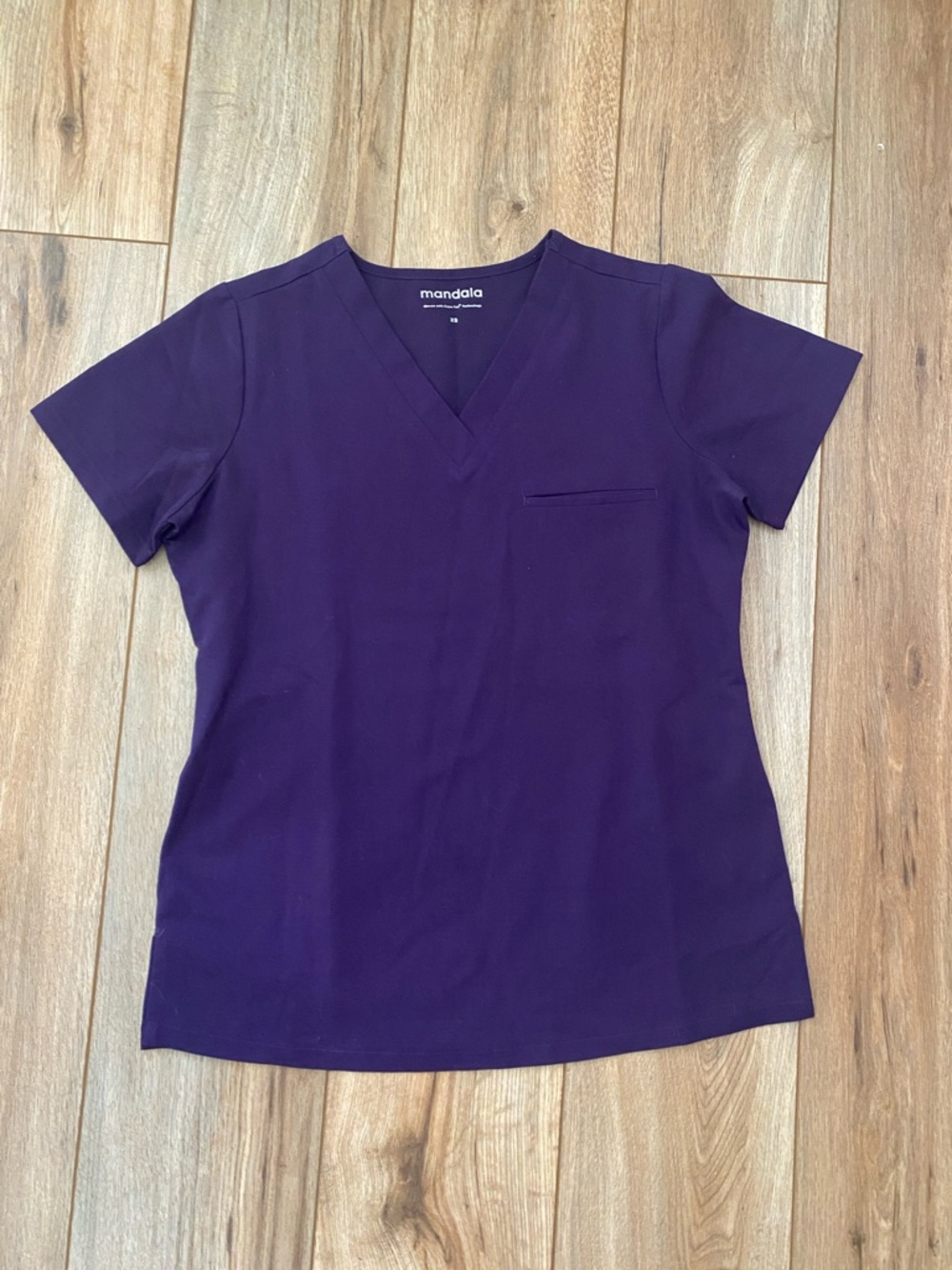 Mandala Women's Purple V-Neck Scrub Top - Solid Pocket Hospital and Dental Wear